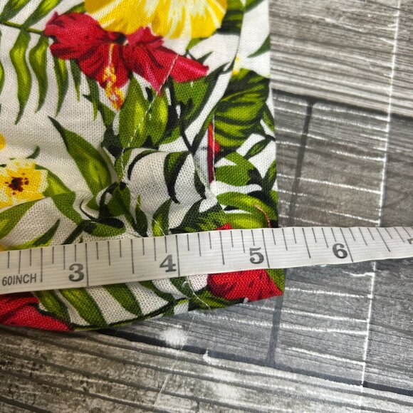 XOXO Womens Romper Size S Tropical Floral Linen Blend  Off Shoulder Ruffle - Picture 5 of 7